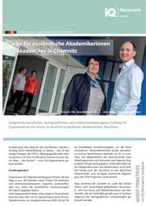 erste Seite vom Faltblatt Good Practice – Brücke für ausländische Akademikerinnen und Akademiker in Chemnitz